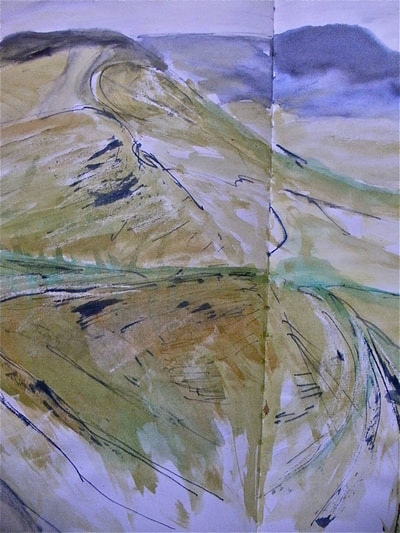 Sketchbook pages of South Downs near Fulking